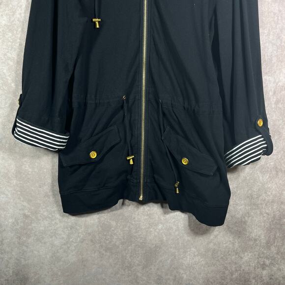 Weekends By Chico's‎ Jacket Womens 2 Large Black Full Zip Cinched Waist Travel - Picture 3 of 8